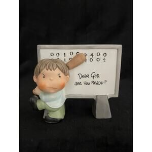 Enesco 4 1/4" Dear God "ARE YOU READY" Baseball Player Boy Figurine Vintage